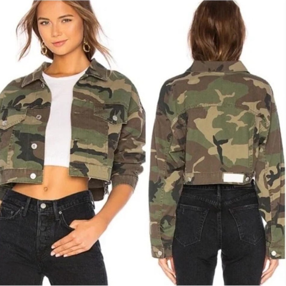 RE/DONE Cropped Camo-Printed Denim Jacket